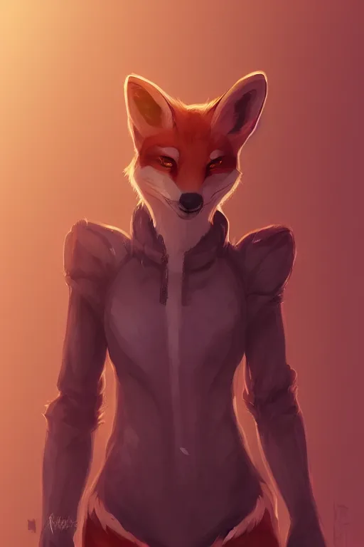 Image similar to a fox fursona, trending on artstation, by kawacy, furry art, digital art, cyberpunk, high quality, backlighting