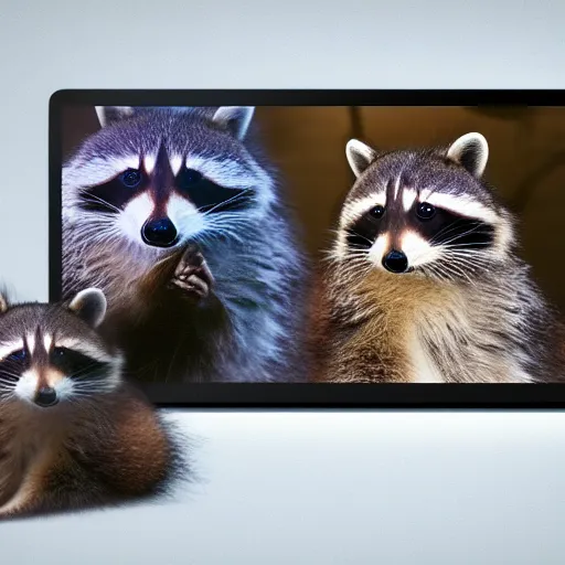 Prompt: youtube video of a raccoon watching a youtube video of a racoon watching a youtube video of a tanuki, in the style of hiroya oku and chris cunningham, inspired by ilya kushinov, photorealistic, epic, super technical, 3 d render, 8 k