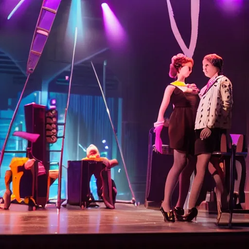 Image similar to girl robot the musical, live stage production photography
