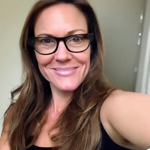 Prompt: 4 5 year old french and swedish woman, brown hair!, looks kind of like candace cameron and jennifer garner, round head, slightly overweight, nerdy music teacher with phd, labile temper, drinks bourbon, wears oprah glasses, from wheaton illinois