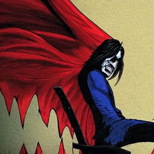 Prompt: morbius sitting on a chair