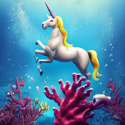 Image similar to an underwater unicorn