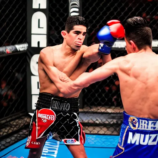 Image similar to chito vera knocks out dominick cruz via headkick, by annie leibovitz and steve mccurry, natural light, detailed face, canon eos c 3 0 0, ƒ 1. 8, 3 5 mm, 8 k, medium - format print