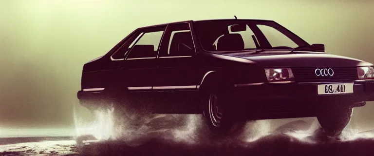 Prompt: Audi 80 B3 Avant (1988) floating in the void facing Kraken, a eerie horror sci-fi, star citizen, hopeless, dramatic lighting, cinematic, off-world, space, zero gravity, eldritch horror creatures floating through space, lack of ground, dark, establishing shot, extremely high detail, photorealistic, cinematic lighting, artstation, by simon stalenhag