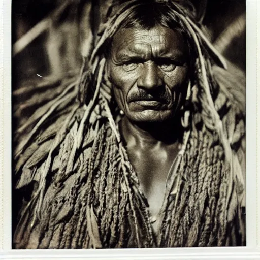 Image similar to polaroid of aztec tribes man by Tarkovsky