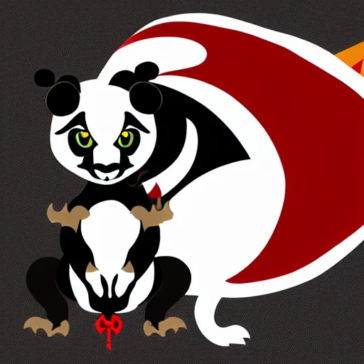 Image similar to vector art of welsh dragon and panda mixed, intercrossed, chimera, welsh flag, adobe illustrator