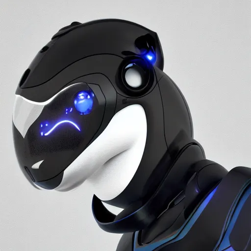 Prompt: bust profile picture of a male robotic anthro orca, visor screen for face, snout under visor, commission on furaffinity, cgsociety, octane render