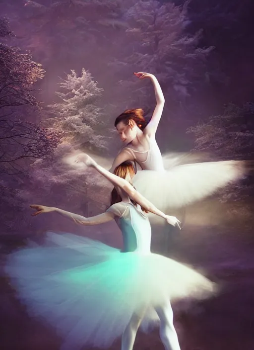 Prompt: luminescent long exposure light painting beauteous practical sumptuous ballerina, lifelike incredible hair, projected crystalline masterpiece incrustations, hyperdetailed face, elegant pose, movie still, intricate, octane render, cinematic forest lighting,