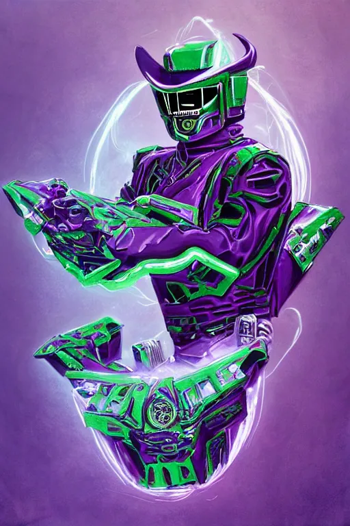 Image similar to portrait of cowboy johnny cash as purple green optimus prime power ranger from transformers riding on guitar zord ufo hoverboard, intricate, highly detailed, smooth, artstation, digital illustration by Lisa Frank and Ruan Jia and Mandy Jurgens and Artgerm and Wayne Barlowe and Greg Rutkowski and Zdislav Beksinski