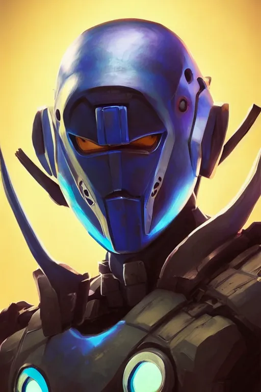 Image similar to epic mask helmet robot ninja portrait stylized as fornite style game design fanart by concept artist gervasio canda, behance hd by jesper ejsing, by rhads, makoto shinkai and lois van baarle, ilya kuvshinov, rossdraws global illumination radiating a glowing aura global illumination ray tracing hdr render in unreal engine 5