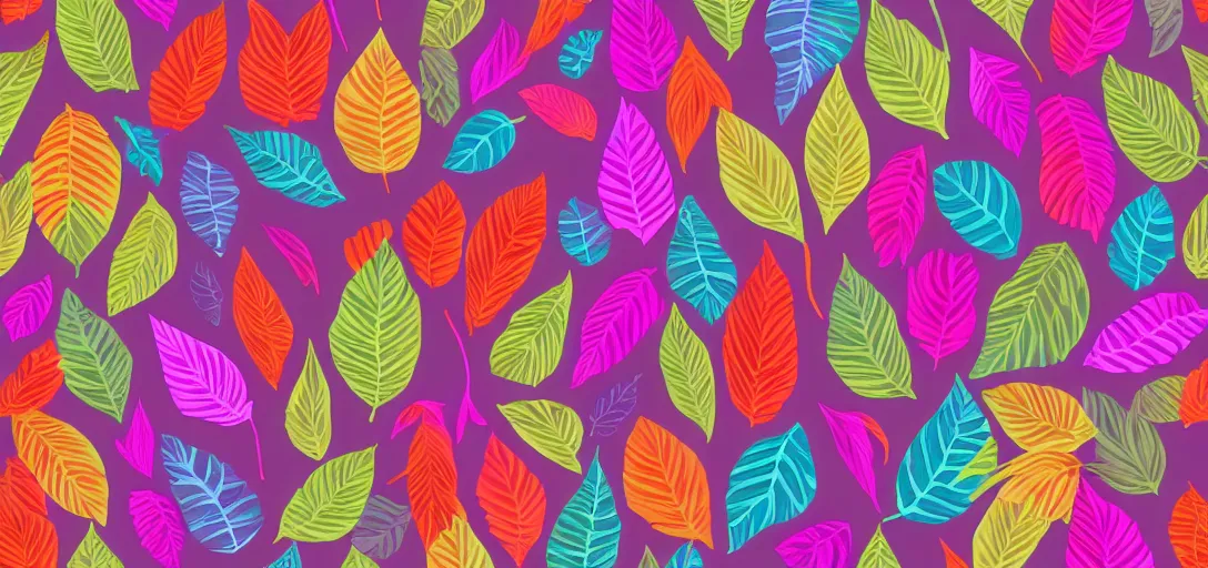 Image similar to pattern of animal crossing leaves, chill vibe, colorful