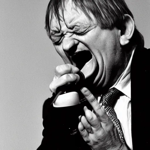 Image similar to mark e smith mid - sneeze