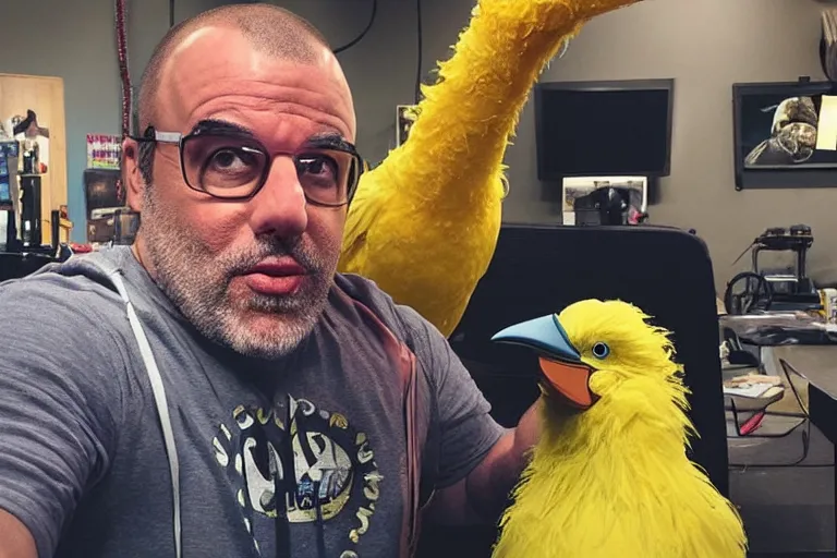 Prompt: “ big bird as a guest on joe rogan experience ”