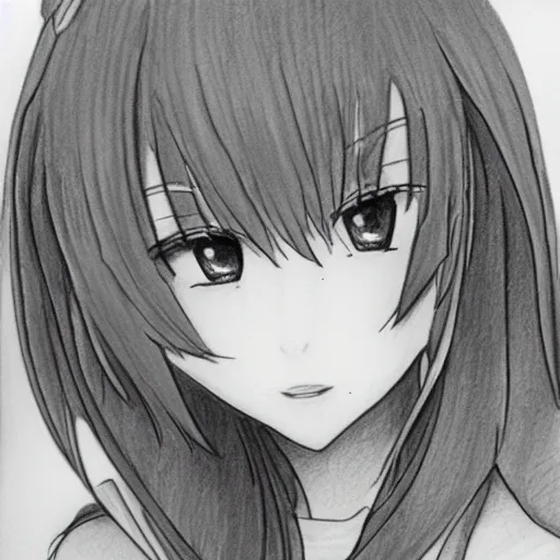 Image similar to pencil drawing of an anime girl