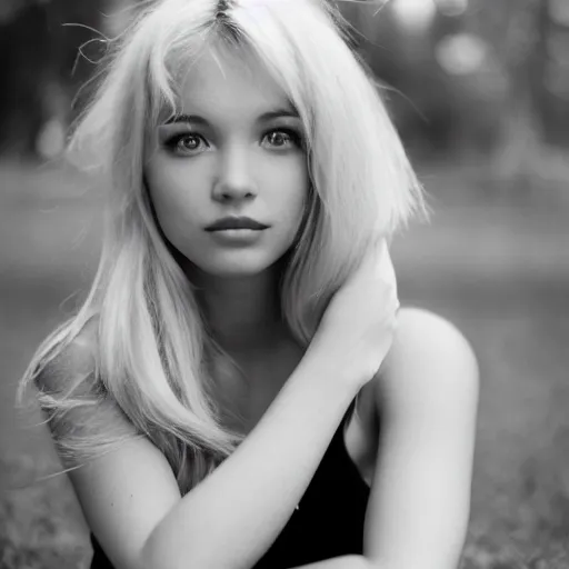 Image similar to beautiful blonde girl, film ILFORD XP2 Super