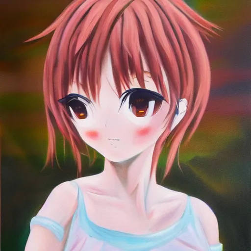 Image similar to y 2 k anime girl, oil on canvas