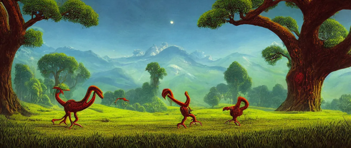 Prompt: a beautiful illustration of trogdor in the countryside by Tim White