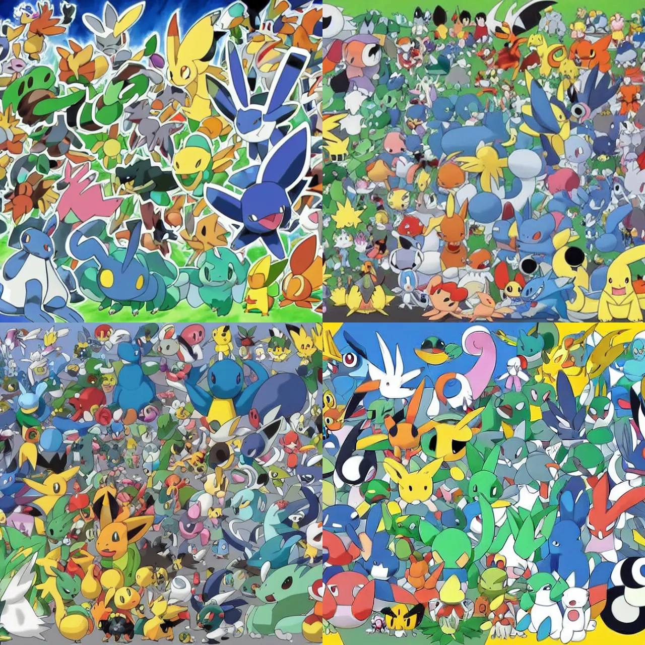 official art of a diverse crowd of Pokemon, by Ken | Stable Diffusion ...