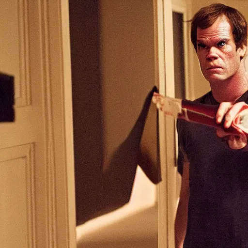 Image similar to dexter morgan in the shining movie iconic photo