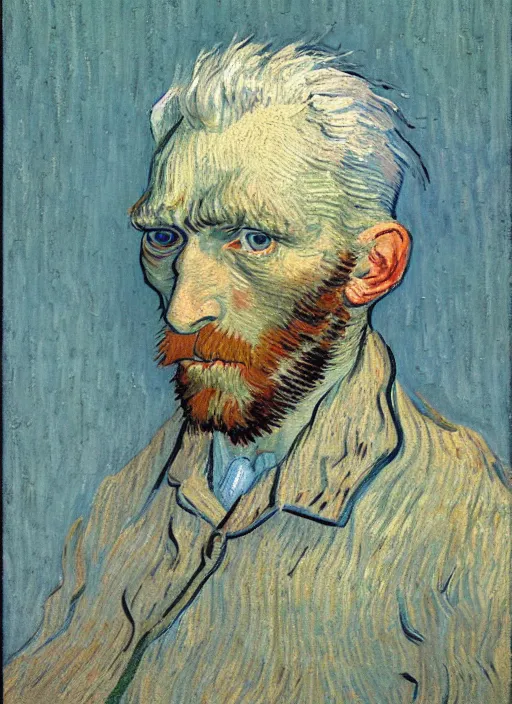 Prompt: portrait of a tired old man with white hair by van gogh, detailed face, symmetrical painting, beautiful expressionist oil painting masterpiece, 8 k resolution, smooth, sharp focus, pastel color palette, trending on artstation