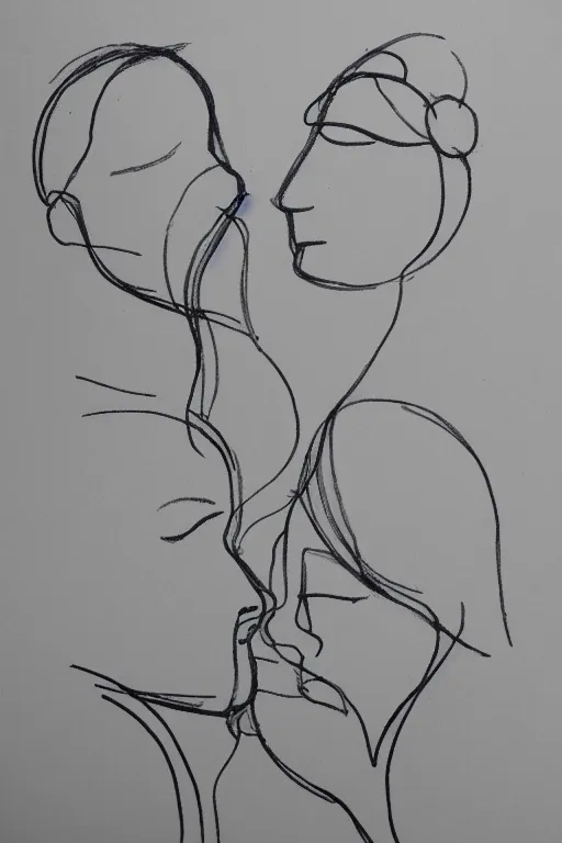 Image similar to Continuous one line drawing of a couple in love