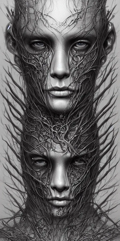 Image similar to very very beautiful portrait photo of chthonic animator face, highly detailed, artstation, concept art, smooth, sharp focus, illustration, art by Ayami Kojima, Beksinski, Giger