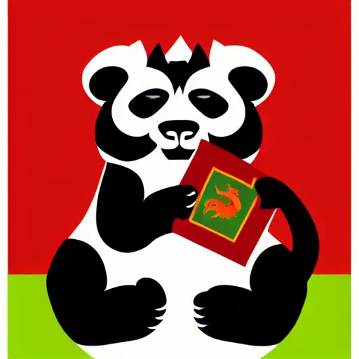 Image similar to vector art of welsh dragon and cute panda mixed, intercrossed, chimera, welsh flag, adobe illustrator