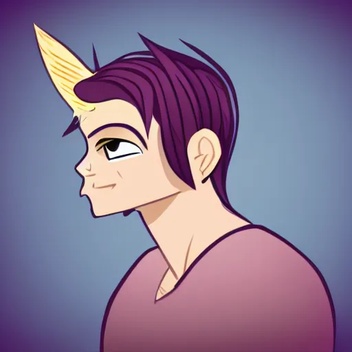 Image similar to cute guy transforming into a pony , stylized