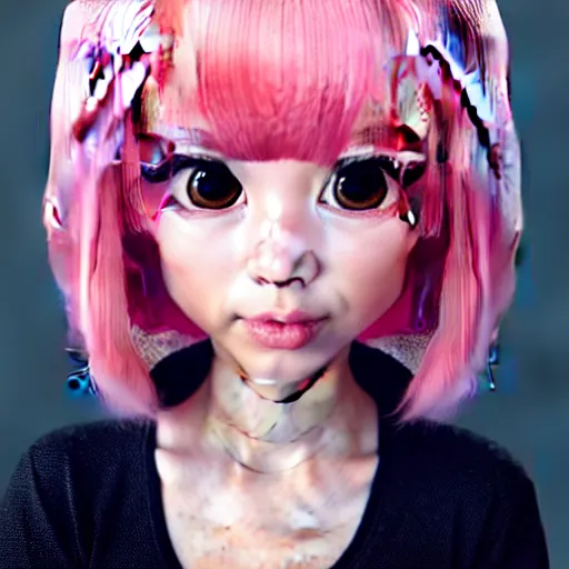 Image similar to A portrait of Nikki from Shining Nikki and Love, a cute 3d cgi toon young woman with long light pink hair, full bangs, hazel eyes, full face, light makeup, pale skin, Chinese heritage, cute outfit, medium shot, mid-shot, hyperdetailed, 8k, trending on artstation, as a Pixar character