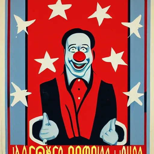 Prompt: communist clown portrait, soviet propaganda style, poster, xi