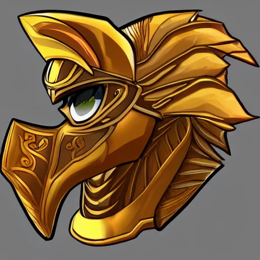 Image similar to azir gold bird helmet ref sheet detailed digital art lineart shaded deviantart artstation 4 k