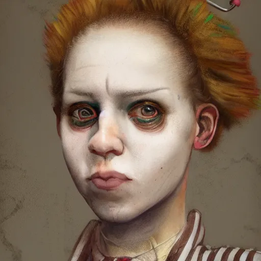 Image similar to clowncore pastel punk young hospital nurse wearing stylish uniform. detailed, portrait, 8 k, artwork by jean - baptiste monge