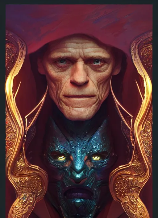 Prompt: williem dafoe as oscar diggs, intricate, d & d, fantasy, art nouveau, digital painting, trending on artstation, sharp focus, illustration, global illumination, ray tracing, art by artgerm and greg rutkowski and ruan jia