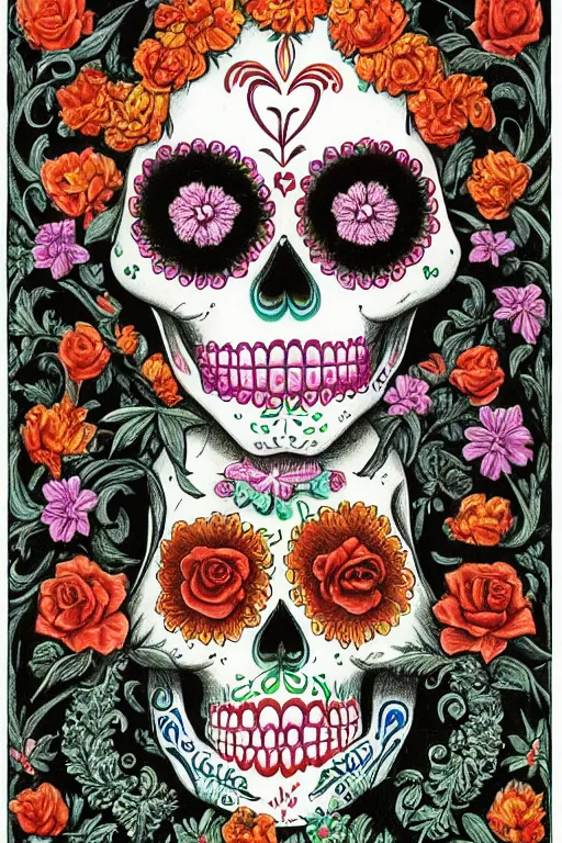Image similar to Illustration of a sugar skull day of the dead girl, art by Ernst Haeckel