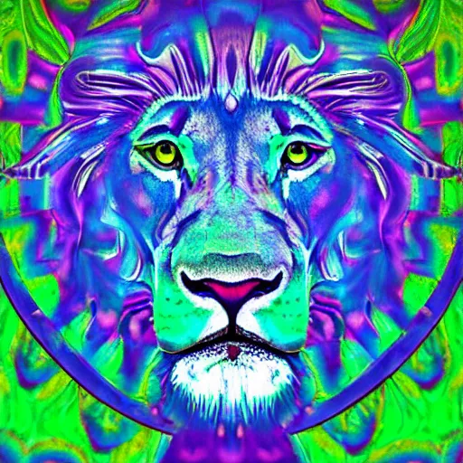Prompt: lion's gate portal psychedelic surreal