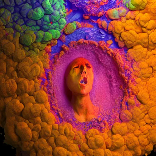 insides of an opened human head explode outward as a Stable Diffusion