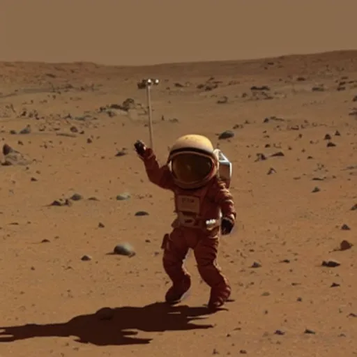 Image similar to dude hitting the whip dance move on mars