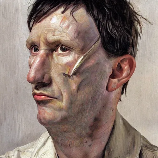 Prompt: high quality high detail painting by lucian freud, hd, trent reznor portrait