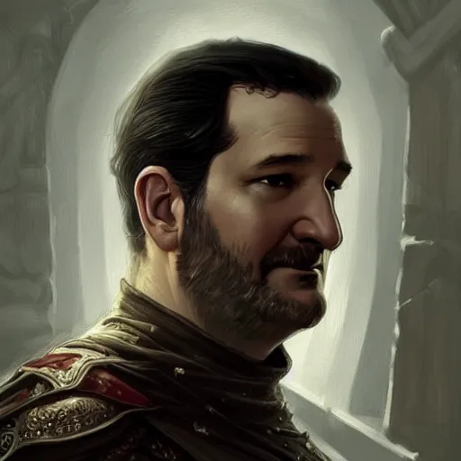 Prompt: ted cruz as a game of thrones character, highly detailed digital painting, artstation, concept art, smooth, sharp focus, illustration, art by artgerm and greg rutkowski and alphonse mucha