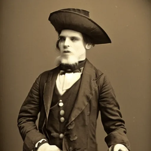 Image similar to a rabbit dressed as a pirate, victorian photograph