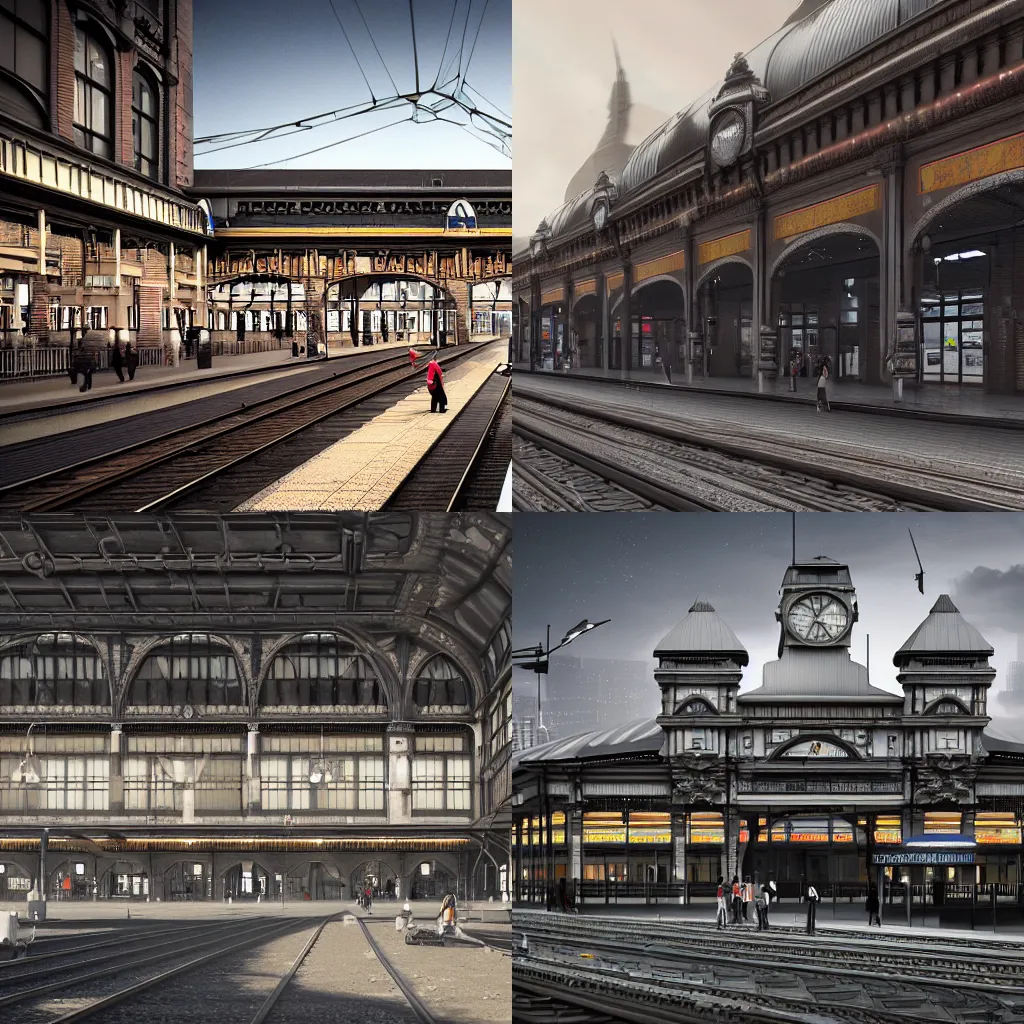 Prompt: Digital art of dystopian flinders street station, high octane render, blender cycles, trending on ArtStation, amazing detail, illustration