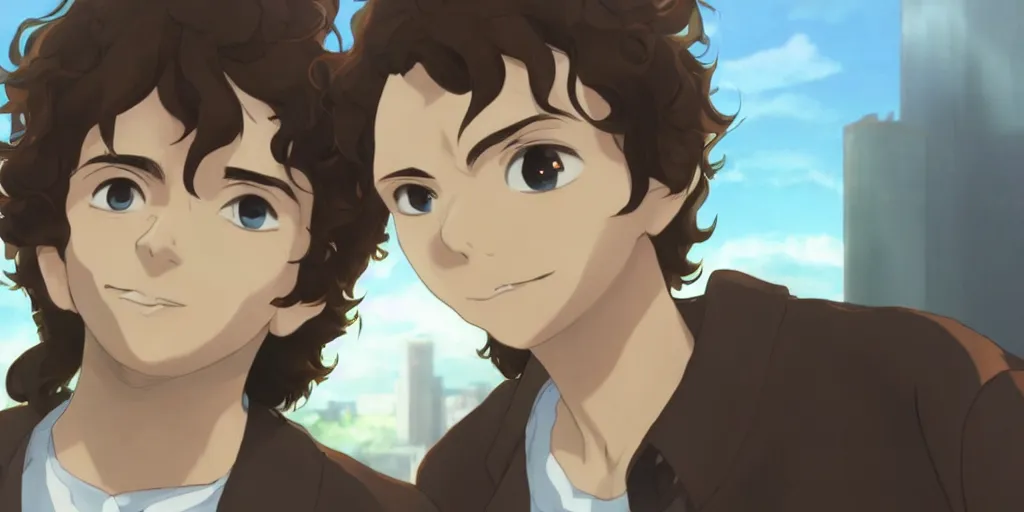 Prompt: a brown curly hair bearded doctor with blue eyes, by makoto shinkai