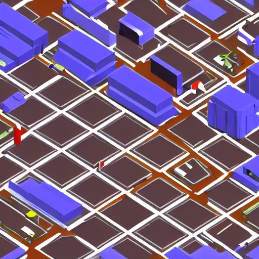 Image similar to Isometric 3D view of the city, lowpoly digital art