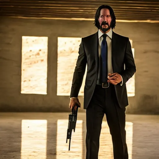 Prompt: john wick in new mexico, 4k, high detail, high-resolution photograph, ultra-detail