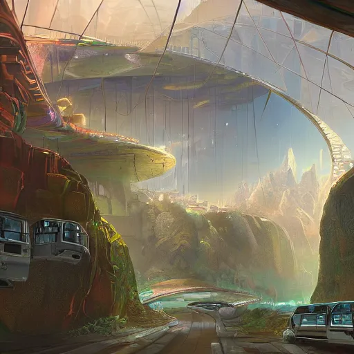 Image similar to a beautiful matte painting of a scifi monorail, tunnel below cybercity, by tyler edlin, trending on artstation