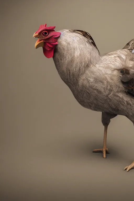 Image similar to a chicken wearing a formal overcoat, hyperrealistic, concept art, octane render, unreal engine 5, trending on artstation, high quality, highly detailed, 8 k, soft lighting, path traced, high coherence, digital art, beautiful, elegant clothes, trending on deviantart, masterpiece