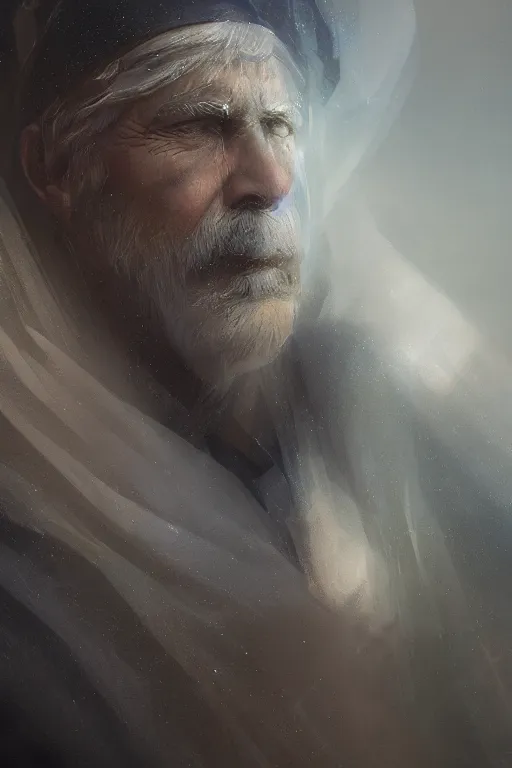 Image similar to Atlantis priest, close-up portrait, devoted, intricate, elegant, volumetric lighting, scenery, digital painting, highly detailed, artstation, sharp focus, illustration, concept art,ruan jia, steve mccurry