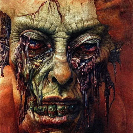 Image similar to high quality high detail painting by lucian freud and beksinski, hd, demon, soul