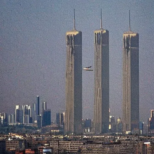 Image similar to twin towers hit by planes