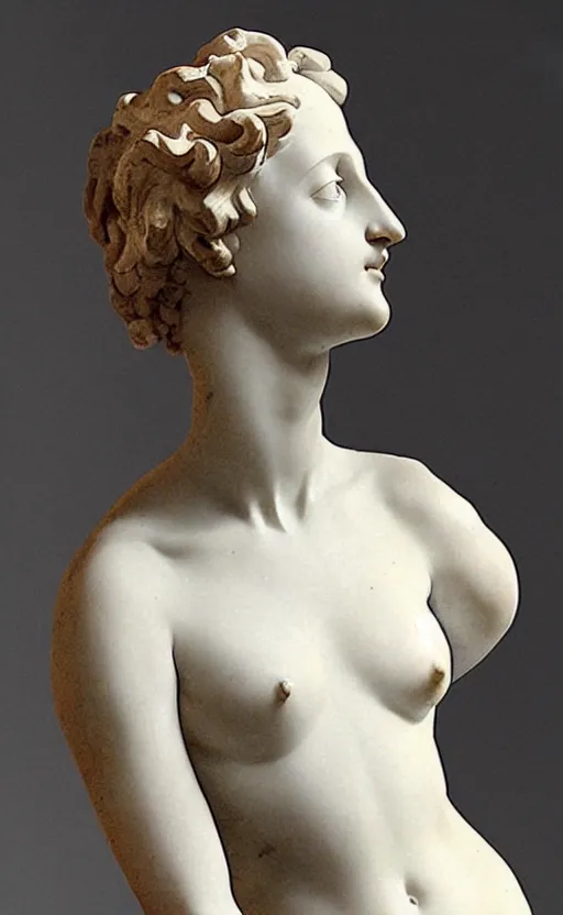 Prompt: “ a elegant female figure sculpture by bernini and french sculpture in 1 9 th century ”